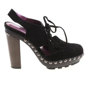 Black Coach Heart Poppy Heels with tassels Size 7B